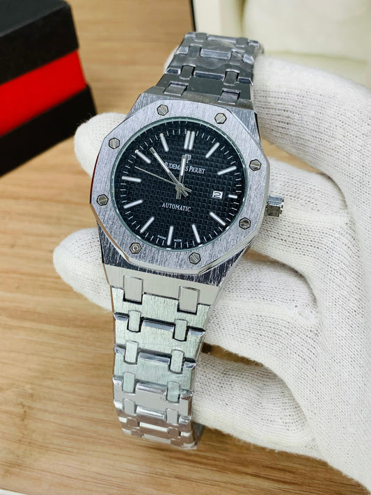 Audemars Piguet Style Automatic Stainless Steel Luxury Men's Watch – Silver Chain Premium Wrist Watch