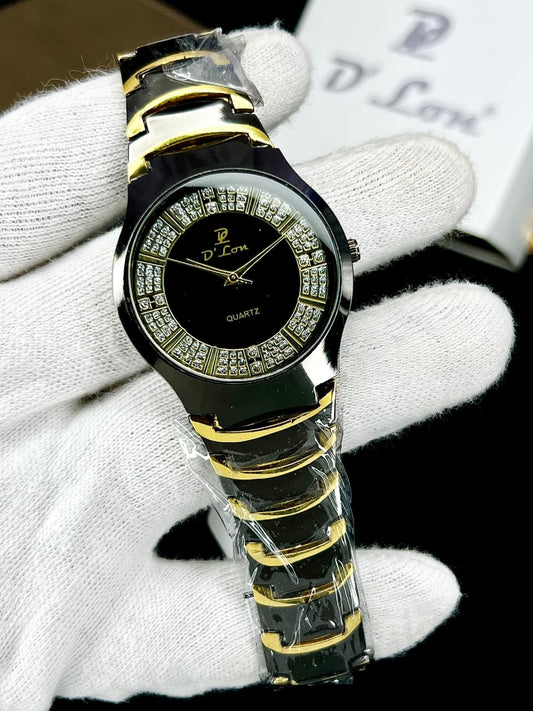 D’Lon Luxury Quartz Watch for men | Stainless Steel Bracelet | Crystal Dial | Elegant Wrist Watch