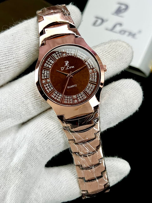 D’Lon Luxury Quartz Watch for men | Stainless Steel Bracelet | Crystal Dial | Elegant Wrist Watch